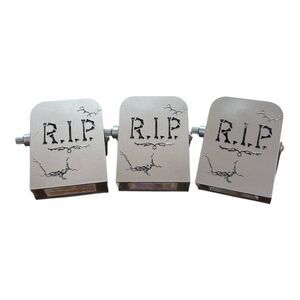 3 Gemmy Halloween Tombstone Strobe Lights Headstone RIP Outdoor Decorations